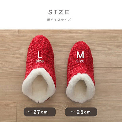 ルームシューズ スリッパ 兼用 レッド Lサイズ 約27cmまで 甲高 履きやすい 室内 もこもこ あったか 秋冬 冷え性 おしゃれ ギフト プレゼント ノート(代引不可)