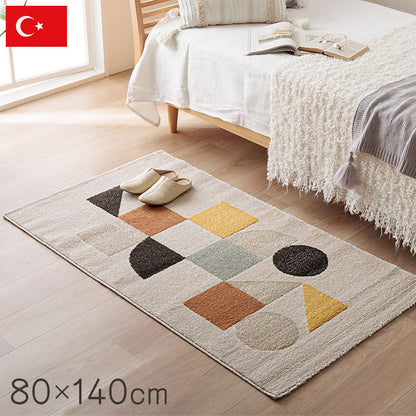 ウィルトンカーペット カーペット デザインラグ ウィルトンカーペット ルームマット ラグマット 長方形 アイボリー 北欧柄 ナチュラル 約80×140cm(代引不可)