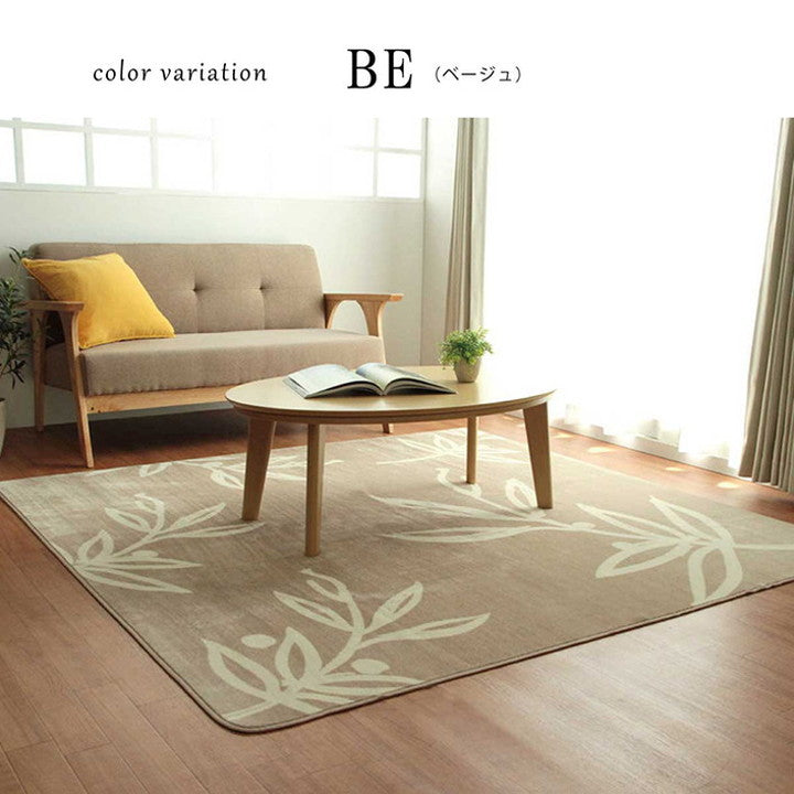 ラグ 2畳 約185×185cm カーペット 洗える 花柄 リーフ柄 ホットカーペット対応 フランネル 丸洗い 洗濯可能 滑り止め加工 軽量 コンパクト 省スペース インテリア 北欧 おしゃれ かわいい 新生活(代引不可)