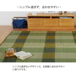 い草ラグ 消臭 カーペット 長方形 リーフ ブラウン 約191×300cm (裏:不織布) 滑りにくい加工 グラン(代引不可)