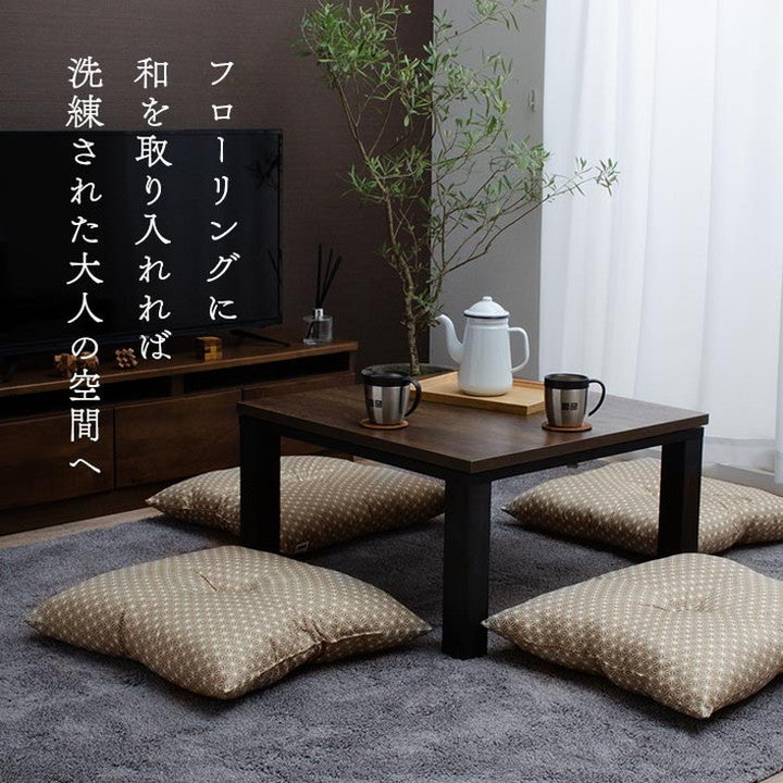 座布団 約55×59cm 同色5枚組 洗える 銘仙判 日本製 セット 盆 来客 和室 洋室 和柄 麻の葉 インテリア おしゃれ 北欧 オールシーズン かわいい リビング 一人暮らし 新生活 クッション(代引不可)