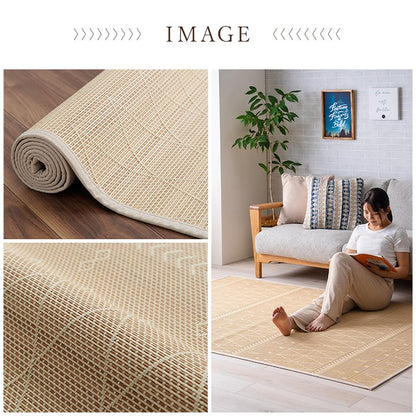 竹 ラグ 直径140cm 円形 カーペット ホワイトインテリア 裏地付き 天然素材 丈夫 抗菌 防臭 消臭 お手入れ お掃除 簡単 インテリア 北欧 おしゃれ オールシーズン 新生活 シンプル マット 絨毯(代引不可)