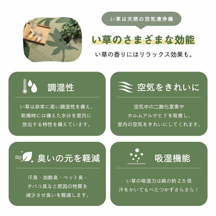 ラグ 191×250cm 長方形 い草 リーフ 自然素材 抗菌防臭 滑り止め不織布(代引不可)
