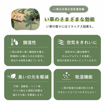 ラグ 191×250cm 長方形 い草 リーフ 自然素材 抗菌防臭 滑り止め不織布(代引不可)