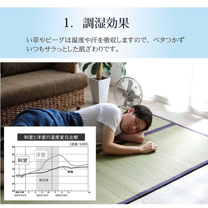 ラグ マット 正方形 い草 191×191cm 夏用 沖縄ビーグ 調温 空気浄化 消臭 不織布 国産 日本製 インテリア おしゃれ オールシーズン 和室 カーペット 絨毯 じゅうたん 新生活 シンプル(代引不可)