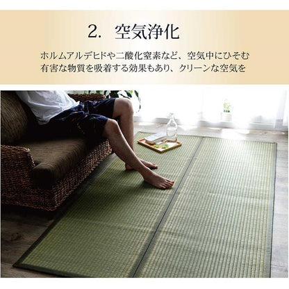 ラグ マット 128×200cm い草 夏用 沖縄ビーグ 調温 空気浄化 消臭 不織布 国産 日本製 インテリア おしゃれ オールシーズン 和室 カーペット 絨毯 じゅうたん 新生活 シンプル(代引不可)