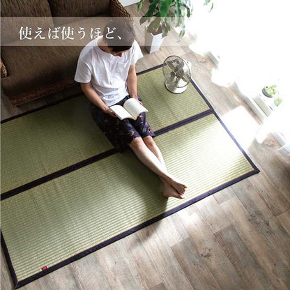ラグ マット 128×200cm い草 夏用 沖縄ビーグ 調温 空気浄化 消臭 不織布 国産 日本製 インテリア おしゃれ オールシーズン 和室 カーペット 絨毯 じゅうたん 新生活 シンプル(代引不可)