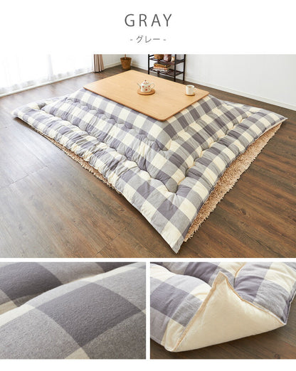 日本製 こたつ布団 205×205cm 正方形 チェック柄 厚掛け布団 インド綿100%使用 厚掛け こたつ掛け布団 保温力 省エネ(代引不可)
