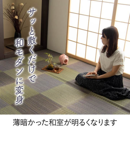 い草ラグ ピーア 170×255cm 団地間3畳 リバーシブル 花ござ 市松柄 両面使える カーペット ラグ 涼感 和室 洋室 ヒバ 抗菌 防臭 フローリング オールシーズン ラグマット 絨毯 じゅうたん イ草(代引不可)