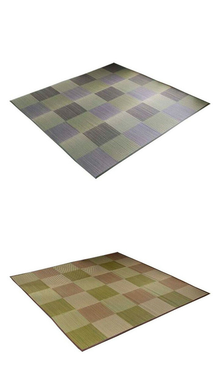 い草ラグ ピーア 255×340cm 団地間6畳 リバーシブル 花ござ 市松柄 両面使える カーペット ラグ 涼感 和室 洋室 ヒバ 抗菌 防臭 フローリング オールシーズン ラグマット 絨毯 じゅうたん イ草(代引不可)