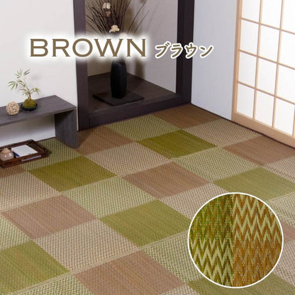 い草ラグ ピーア 348×352cm 江戸間8畳 リバーシブル 花ござ 市松柄 両面使える カーペット ラグ 涼感 和室 洋室 ヒバ 抗菌 防臭 フローリング オールシーズン ラグマット 絨毯 じゅうたん イ草(代引不可)