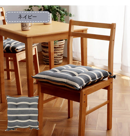 オーガニックコットン クッション シート 角丸 椅子 43×43cm 日本製 洗える 綿100% ボーダー チェア いす シートクッション おしゃれ かわいい ポール(代引不可)