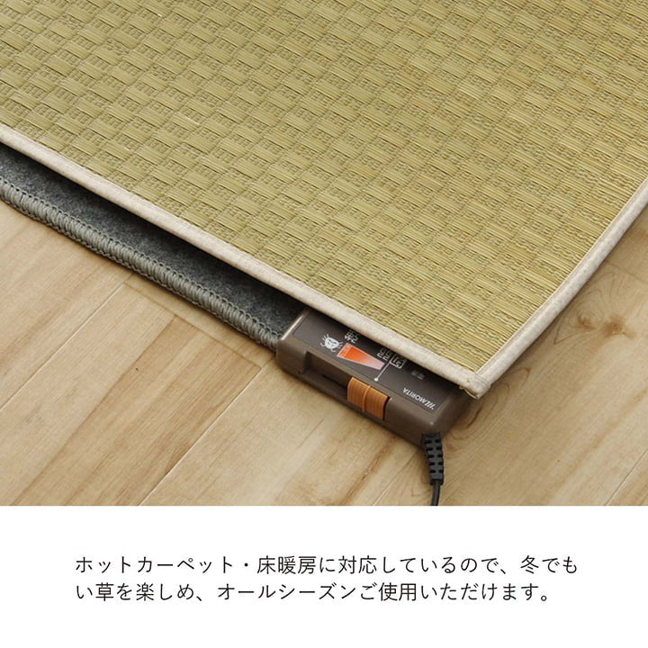 ラグ 正方形 い草 日本製 国産 自然素材 ナチュラル 市松柄 オールシーズン 消臭 シンプル 約2畳 約191×191cm ホットカーペット対応 床暖房対応 プレーン(代引不可)