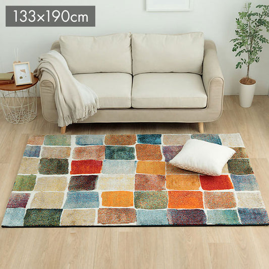 ウィルトン織 ラグ カーペット カラフル 抗菌防臭 消臭効果 長方形 リビング用 約133×190cm パレット(代引不可)