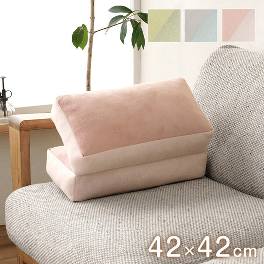 クッション 2連 約42×42cm 腰当 セアテ シート パステル くすみカラー なめらか もちもち かわいい おしゃれ 2連 枕 座布団 テレワーク お昼寝(代引不可)