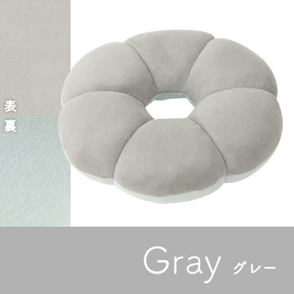 クッション 円座 約40cm丸 花 穴あき パステル くすみカラー なめらか もちもち かわいい おしゃれ 円座 変形 丸型 座布団 オフィス デスクワーク リビング 在宅勤務(代引不可)