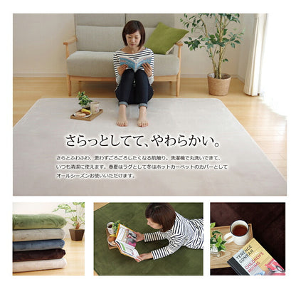 ラグ カーペット 1畳 洗える 抗菌 防臭 無地 「ピオニー」 約92×185cm (ホットカーペット対応) 2畳未満 シンプル 中国製(代引不可)