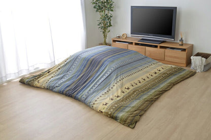 こたつ布団 カバー 洗える 正方形 ファスナータイプ ギャッベ柄 ノルディック グリーン 約215×215cm(代引不可)