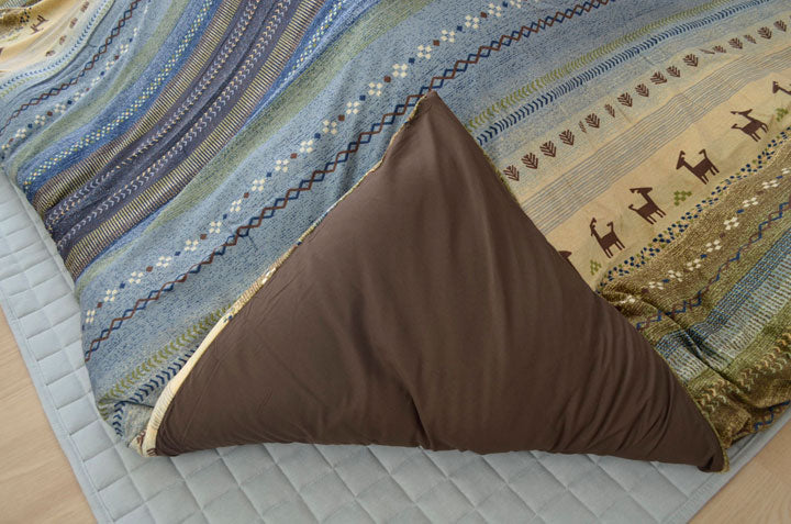 こたつ布団 カバー 洗える 正方形 ファスナータイプ ギャッベ柄 ノルディック グリーン 約215×215cm(代引不可)