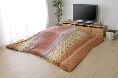 こたつ布団 カバー 洗える 長方形 ファスナータイプ ギャッベ柄 ノルディック グリーン 約215×255cm(代引不可)