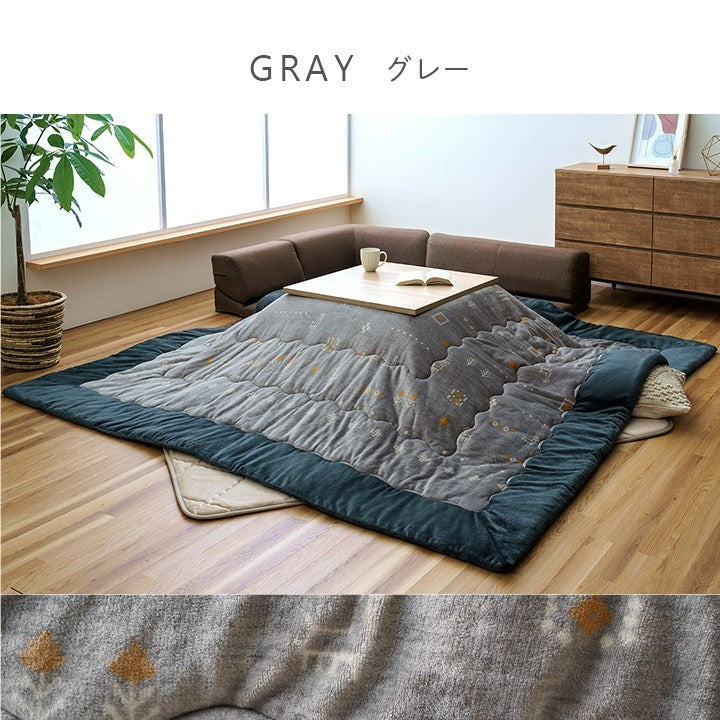 こたつ布団 単品 ローソファー用 大きめ ギャベ柄 撥水 グレー 長方形 約240×280cm レスタ(代引不可)