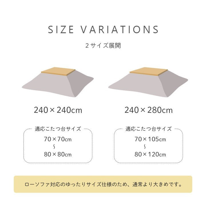 こたつ布団 単品 ローソファー用 大きめ ギャベ柄 撥水 グレー 長方形 約240×280cm レスタ(代引不可)