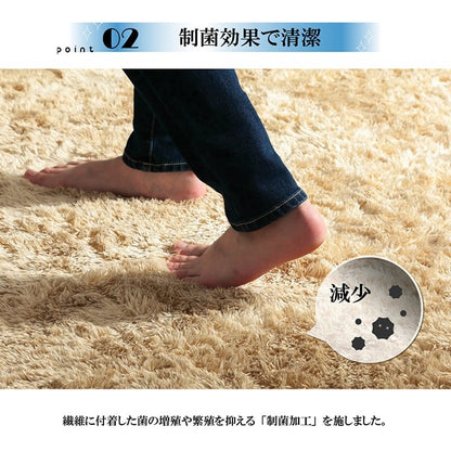ラグ 長方形 約3畳 約200×250cm シャギー 長毛 コンパクト 滑りにくい加工 制菌加工 洗える オールシーズン 床暖房 ホットカーペット対応 インテリア 北欧 おしゃれ カーペット マット(代引不可)