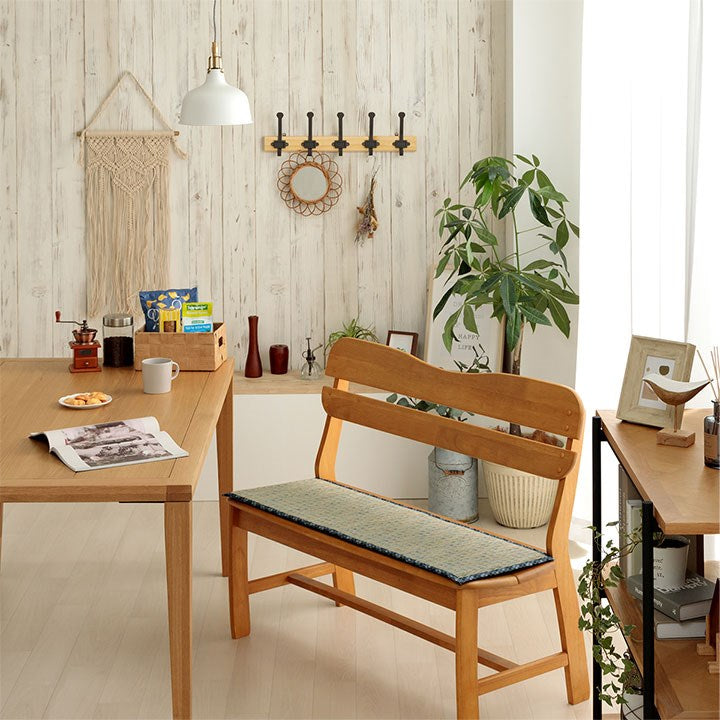 クッション 約35×100cm ベンチパッド い草 チェック柄 調湿 空気清浄 お手入れ簡単 シート インテリア おしゃれ 北欧 チェア 椅子 イス オールシーズン シンプル コンパクト(代引不可)