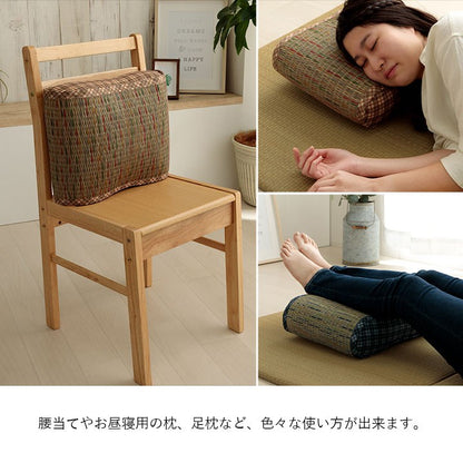 フィットクッション 約40×30×12cm クッション 大フィット 腰当 い草 チェック柄 調湿 空気清浄 お手入れ簡単 おしゃれ 北欧 チェア 椅子 イス オールシーズン シンプル コンパクト(代引不可)
