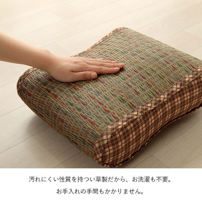 フィットクッション 約40×30×12cm クッション 大フィット 腰当 い草 チェック柄 調湿 空気清浄 お手入れ簡単 おしゃれ 北欧 チェア 椅子 イス オールシーズン シンプル コンパクト(代引不可)