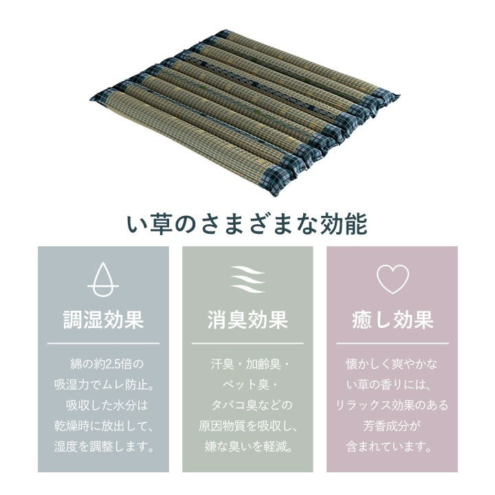 クッション 約40×40cm ポコポコシート い草 チェック柄 調湿 空気清浄 お手入れ簡単 シート インテリア おしゃれ 北欧 チェア 椅子 イス オールシーズン シンプル コンパクト(代引不可)