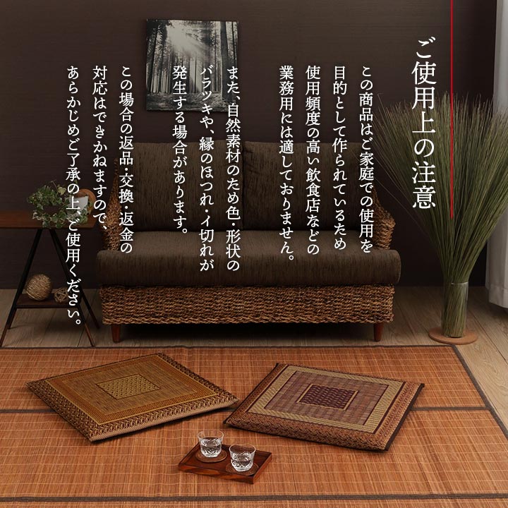 2枚組 日本製 い草 座布団 クッション モダン シンプル 人気柄 約55×55cm(代引不可)