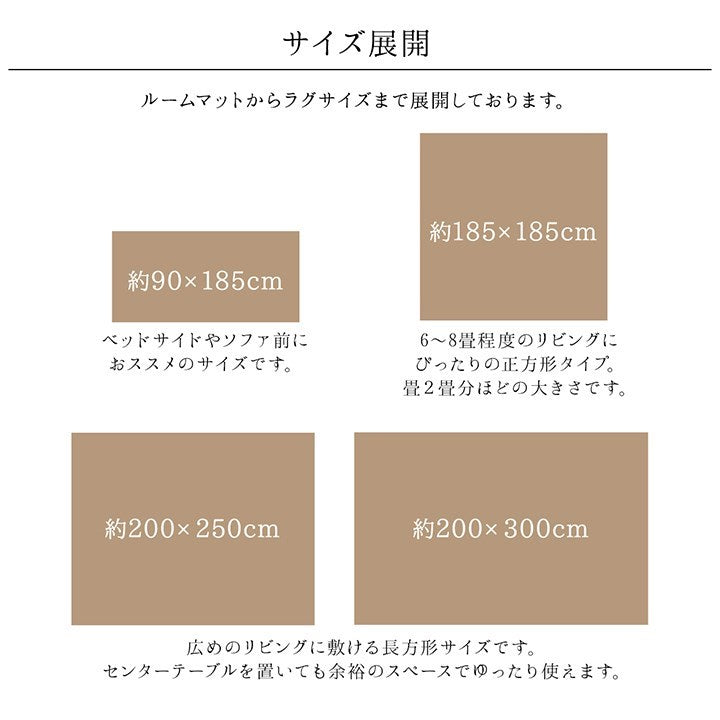 ラグ 長方形 ボリューム なめらか 低反発 オールシーズン 滑りにくい加工 シンプル アイボリー 約4畳 約200×300cm ホットカーペット 床暖房対応 レミール(代引不可)