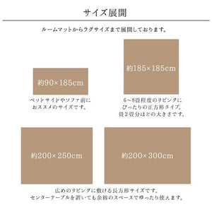 ラグ 長方形 ボリューム なめらか 低反発 オールシーズン 滑りにくい加工 シンプル アイボリー 約4畳 約200×300cm ホットカーペット 床暖房対応 レミール(代引不可)