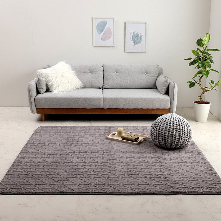 厚手 ラグ 洗える 北欧 ラグマット おしゃれ 2畳 リマリ 185×185cm こたつ敷き布団 ホットカーペット カバー 幾何柄 フランネル 立体 ジャガード織 床暖房対応 秋冬用 すべり止め かわいい(代引不可)