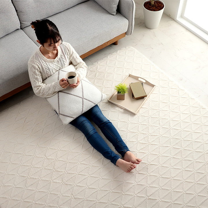 厚手 ラグ 洗える 北欧 ラグマット おしゃれ 3畳 リマリ 200×240cm ホットカーペット カバー 幾何柄 フランネル 立体 ジャガード織 床暖房対応 こたつ敷き布団 秋冬用 すべり止め かわいい(代引不可)