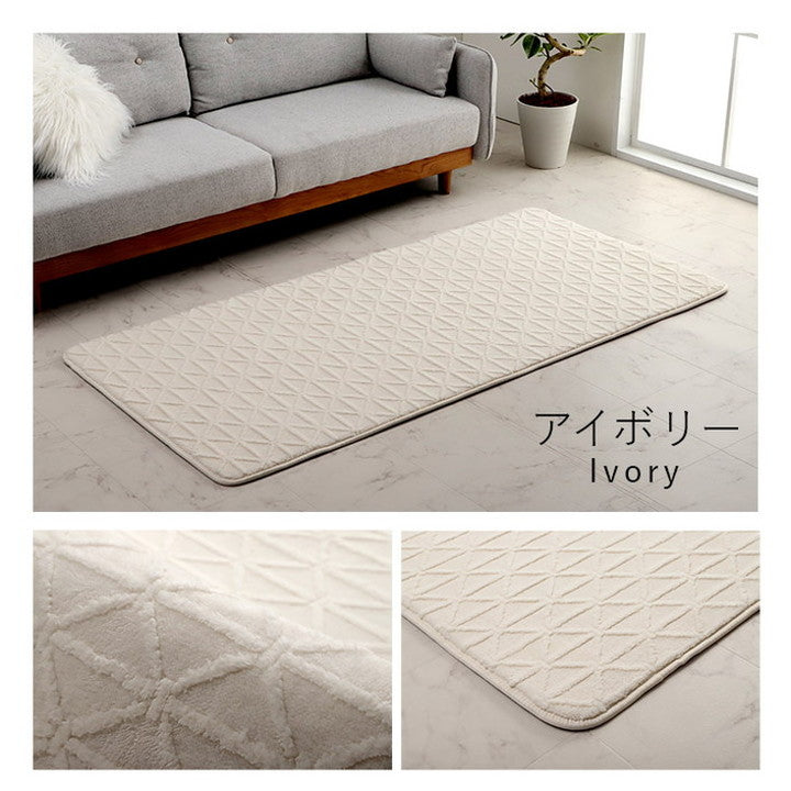 厚手 ラグ 洗える 北欧 ラグマット おしゃれ 1畳 リマリ 90×185cm こたつ敷き布団 ホットカーペット カバー 幾何柄 フランネル 立体 ジャガード織 床暖房対応 秋冬用 すべり止め かわいい(代引不可)