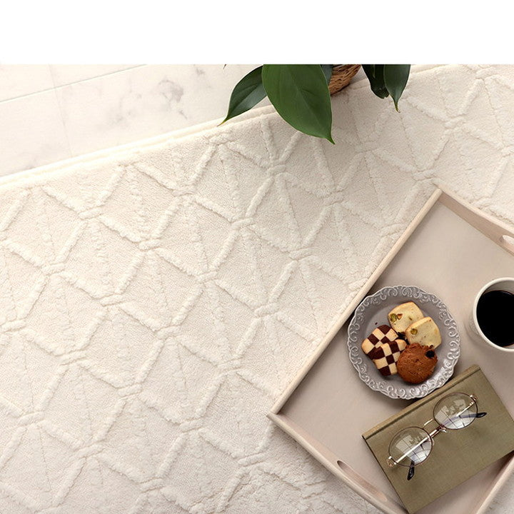 厚手 ラグ 洗える 北欧 ラグマット おしゃれ 1畳 リマリ 90×185cm こたつ敷き布団 ホットカーペット カバー 幾何柄 フランネル 立体 ジャガード織 床暖房対応 秋冬用 すべり止め かわいい(代引不可)