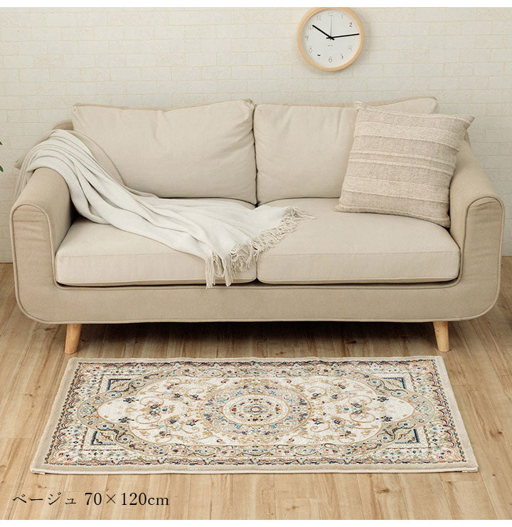 ウィルトン玄関マット 約50×80cm 玄関 マット トルコ製 ウィルトン 織り クラシカル柄 エレガンス柄 上品 ヒートセット加工 立体感 高目付 肌触り柔らか 抗菌防臭 消臭 丈夫 へたりにくい(代引不可)