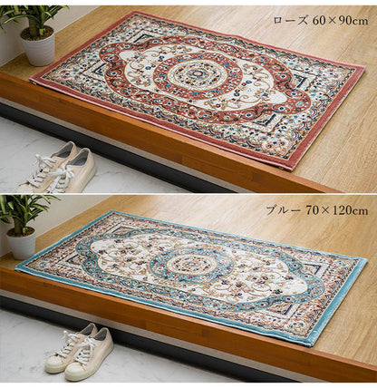 ウィルトン玄関マット 約50×80cm 玄関 マット トルコ製 ウィルトン 織り クラシカル柄 エレガンス柄 上品 ヒートセット加工 立体感 高目付 肌触り柔らか 抗菌防臭 消臭 丈夫 へたりにくい(代引不可)