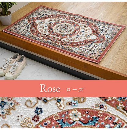 ウィルトン玄関マット 約50×80cm 玄関 マット トルコ製 ウィルトン 織り クラシカル柄 エレガンス柄 上品 ヒートセット加工 立体感 高目付 肌触り柔らか 抗菌防臭 消臭 丈夫 へたりにくい(代引不可)