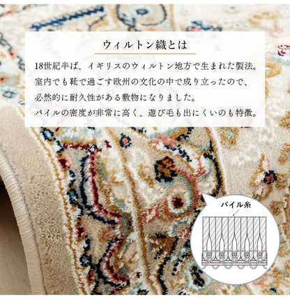 ウィルトン玄関マット 約50×80cm 玄関 マット トルコ製 ウィルトン 織り クラシカル柄 エレガンス柄 上品 ヒートセット加工 立体感 高目付 肌触り柔らか 抗菌防臭 消臭 丈夫 へたりにくい(代引不可)