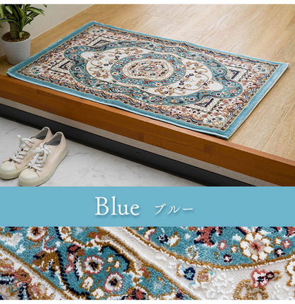 ウィルトン玄関マット 約60×90cm 玄関 マット トルコ製 ウィルトン 織り クラシカル柄 エレガンス柄 上品 ヒートセット加工 立体感 高目付 肌触り柔らか 抗菌防臭 消臭 丈夫 へたりにくい(代引不可)