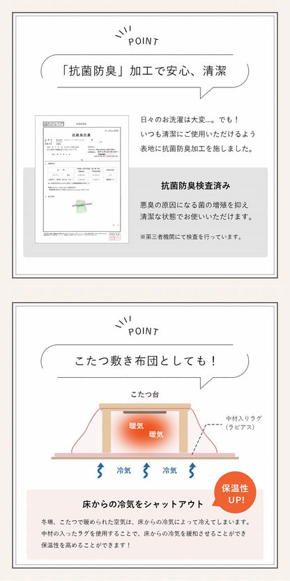 ラグマット 200×250cm 約3畳 ホットカーペット カバー エコ フェイクファー 洗える 抗菌防臭 ラグ おしゃれ 長方形 カーペット 絨毯 床暖房対応 こたつ 敷布団 滑り止め付き 毛足約15mm(代引不可)