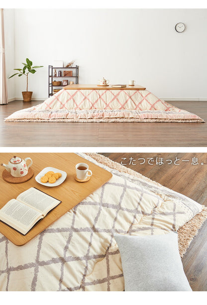 日本製 こたつ布団 190×240cm 長方形 クロス柄 厚掛け布団 インド綿100%使用 厚掛け こたつ掛け布団 保温力 省エネ(代引不可)