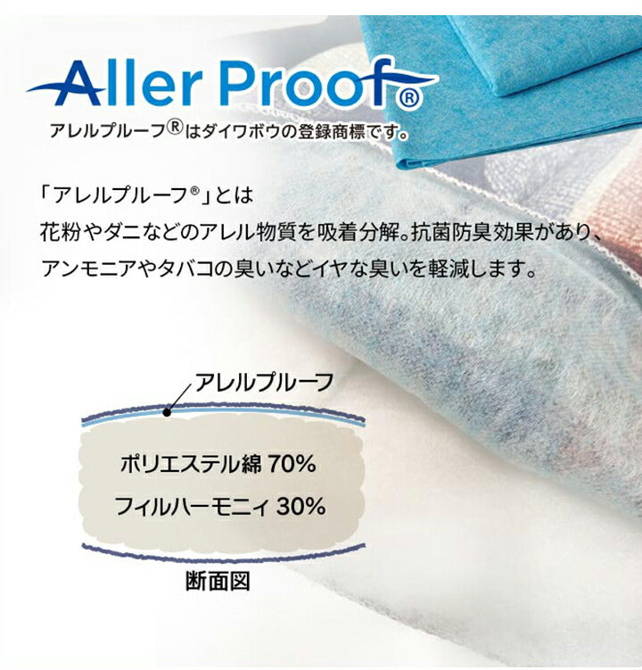 ソフィアAZ ダブル セット NV寝具 洗える 抗菌防臭 防ダニ 消臭 掛け布団 東洋紡フィルハーモニー アレル物質を吸着分解 カバー付き 日本製 ダブルロング ソフィアネイビー 約190×210cm(代引不可)