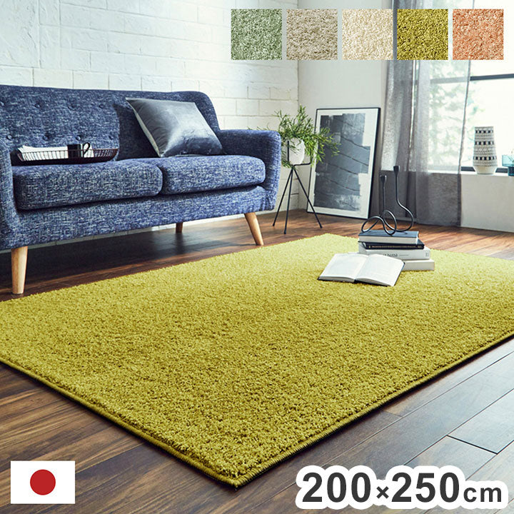 日本 約3.2畳 約200×250cm 抗菌 消臭 清潔 ラグ カーペット 防炎 アレルキャッチャー 抗アレル物質 ダニ対策 シャギー 無地 ールシーズン おしゃれ インテリア 北欧(代引不可)