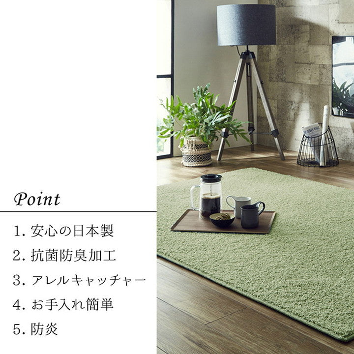 日本 約3.2畳 約200×250cm 抗菌 消臭 清潔 ラグ カーペット 防炎 アレルキャッチャー 抗アレル物質 ダニ対策 シャギー 無地 ールシーズン おしゃれ インテリア 北欧(代引不可)
