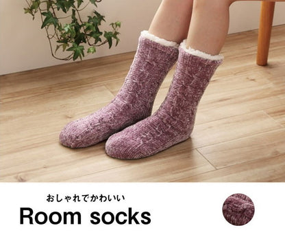 ソックス ルームソックス レディース 洗える 室内 もこもこ あったか 秋冬 冷え性 おしゃれ かわいい パープル ギフト プレゼント SOX-203(代引不可)