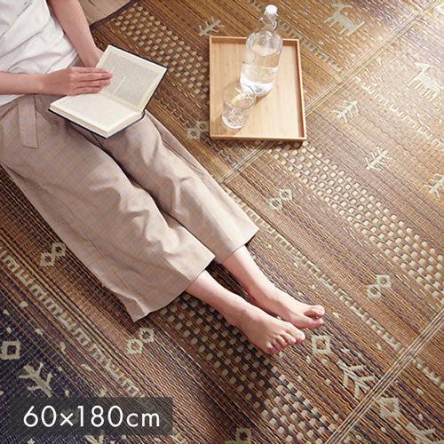 ラグ マット い草 ギャベ 自然素材 抗菌防臭 不織布 ブラウン 約60×180cm サラ(代引不可)